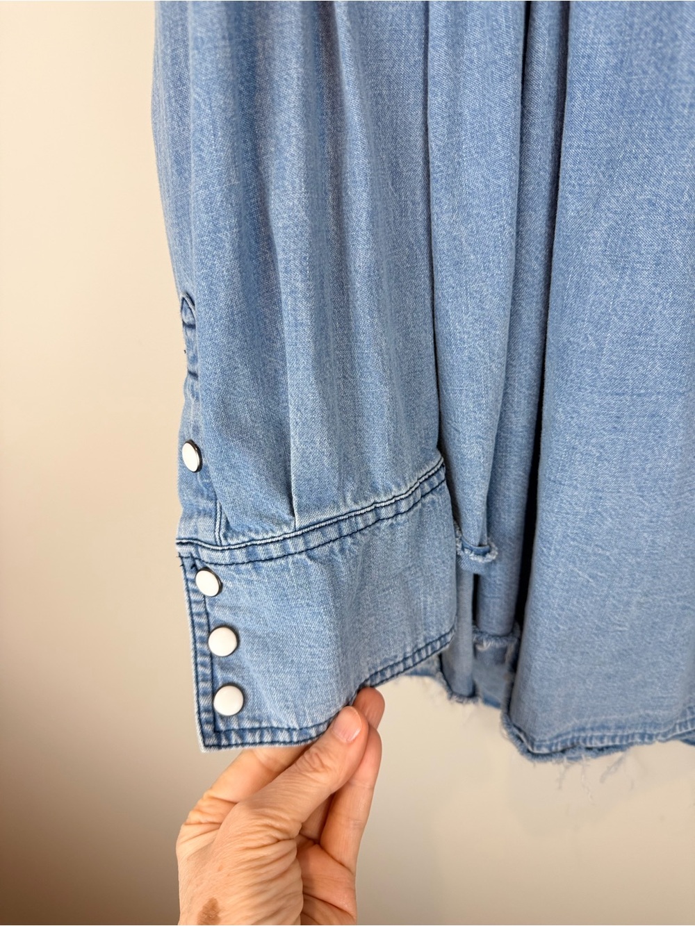 We The Free Free People Light Blue Denim Peasant Tunic Size Large - Picture 4 of 6